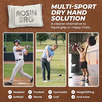 Hot Glove Rosin Bag Baseball & Softball Grip Powder Professional Dry Hand Grip for Pitchers & Hitters Sweat Absorbing Rosin for Bat Grip & All Sports Made in USA