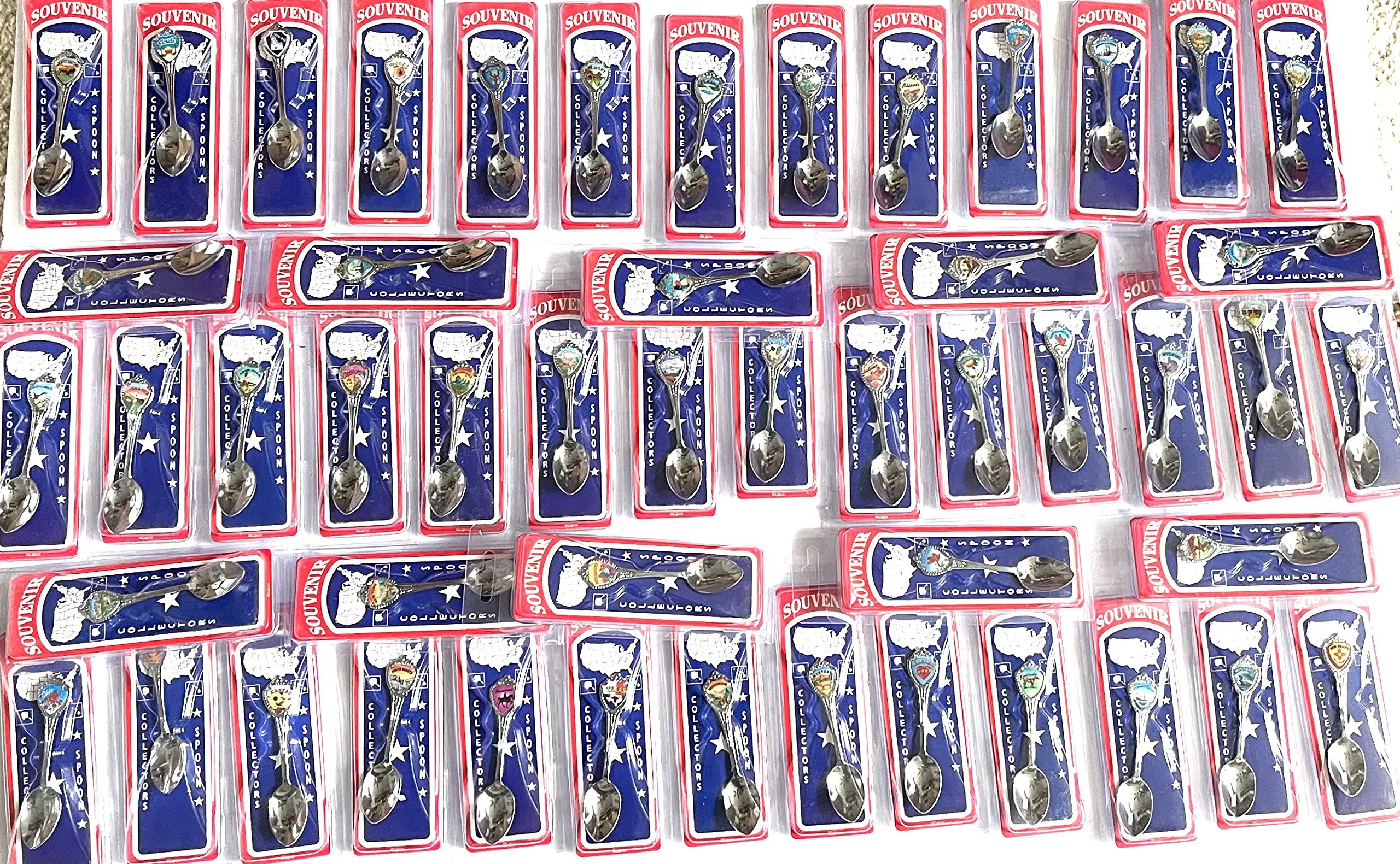 Sureg 50 States Souvenir Mini Spoon Box pack collectible design with Washington DC 51 Souvenir Spoons