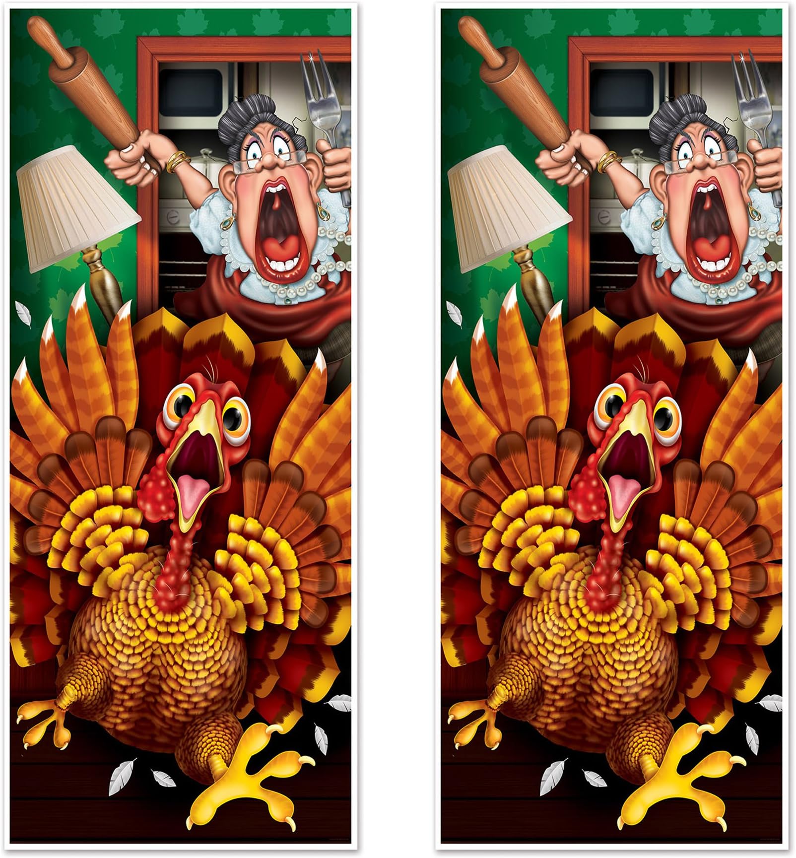 Beistle 90511 2 Piece Wild Turkey Happy Thanksgiving Indoor/Outdoor Hanging Holiday Harvest Decor for Fall Parties, Plastic, Multicolored