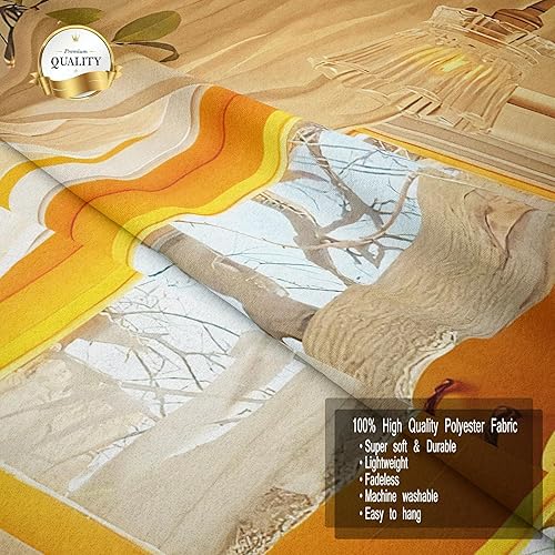 Miniatura 7 de Tapiz con vista de ventana y luna, para colgar en la pared, balcón, paisaje, árboles, naturaleza, arte 3D, estético, playa, gaviota, decoración de