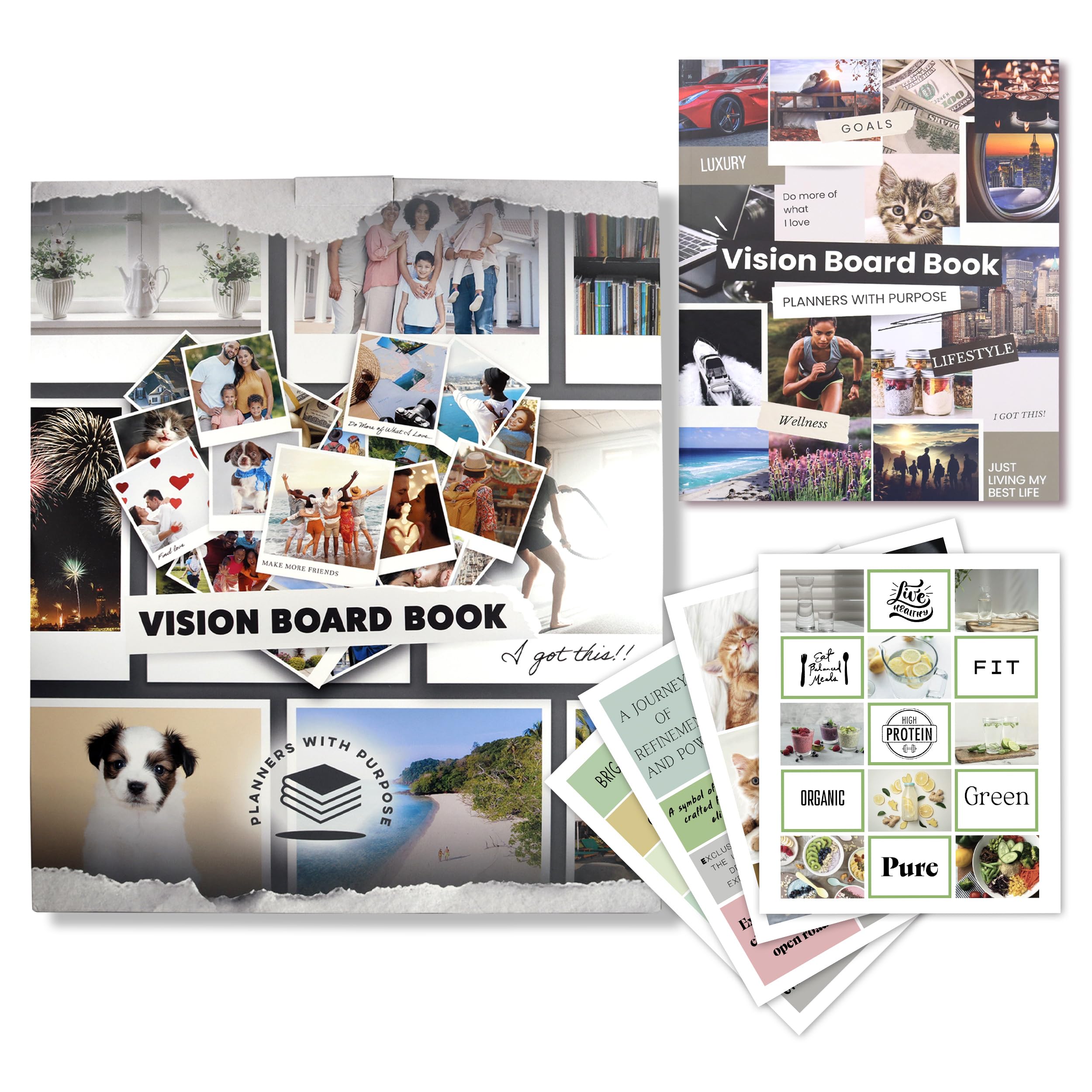Planners with Purpose Vision Board – ponad 1200 obrazów i cytatów z tablicy wizyjnej – dziennik wizji dla demonstracji, motywacji i inspiracji stylem życia – zestaw
