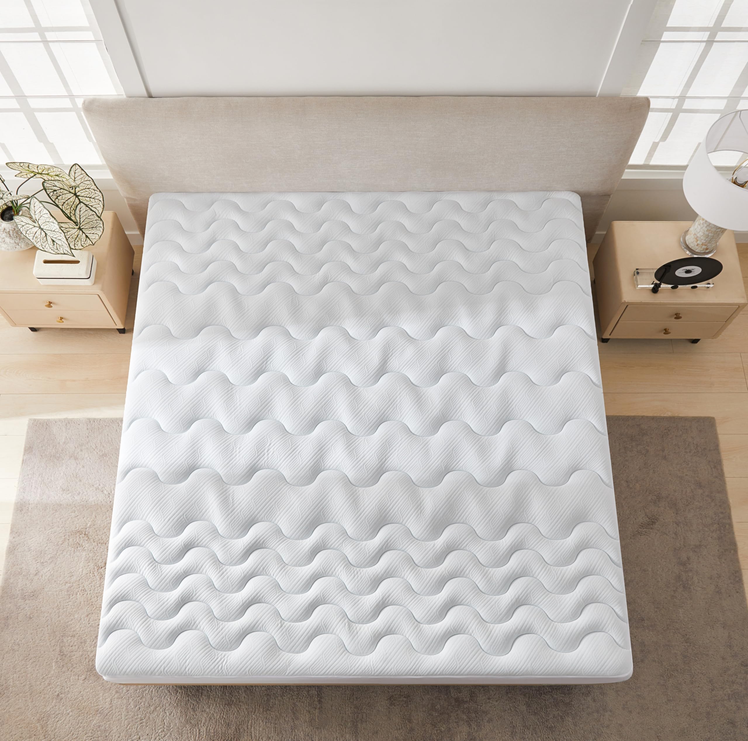 Topper Matrimoniale 160x190 cm, Topper Letto con Memory Foam, Traspirante e Antiscivolo, Lavabile in Lavatrice, Certificato OEKO-TEX (160x190x3cm)