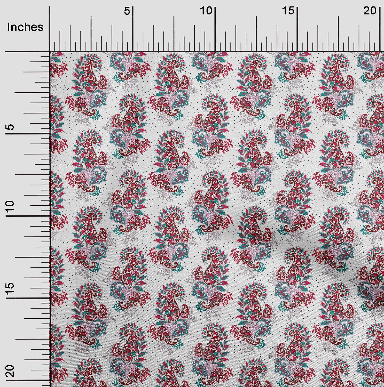 oneOone Georgette Viscose Maroon Fabric Paisleys Fabric for Sewing Printed Craft Fabric By The Yard 42 Inch Wide
