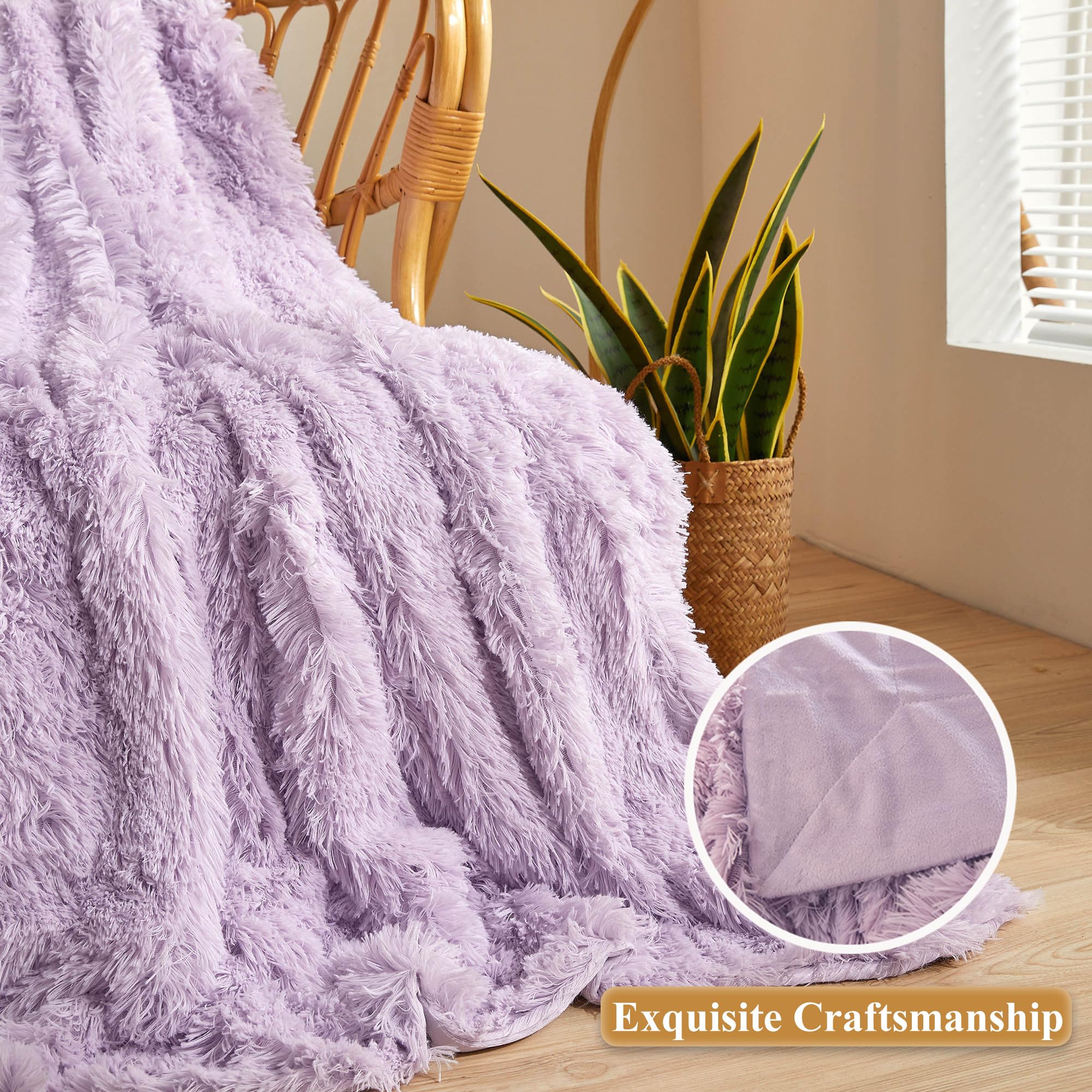 Amazon.com: XeGe Luxury Faux Fur Bed Blanket, Soft 60x90 Lavender