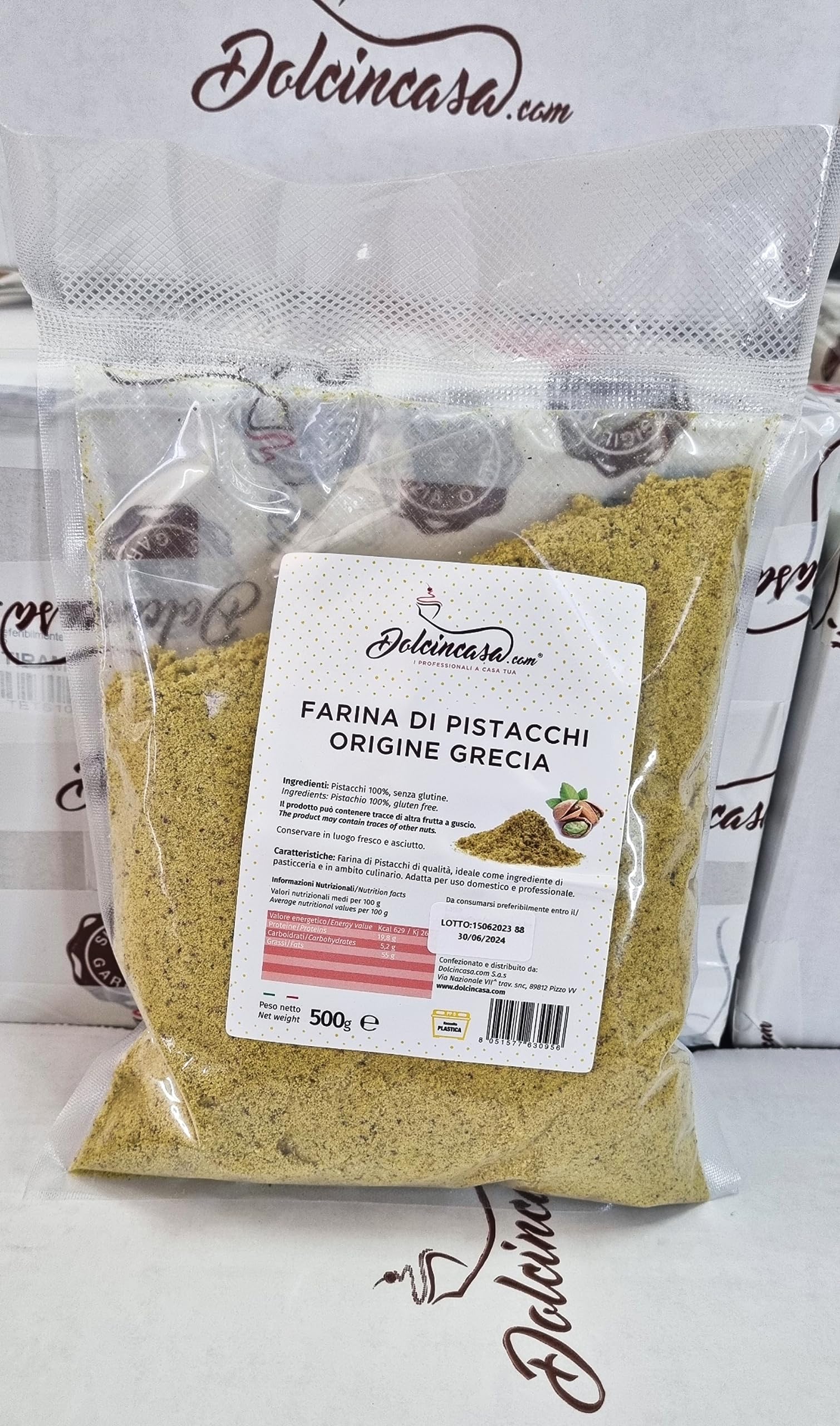 Dolcincasa-Farina di Pistacchi 100% per Ricette Dolci e Salate 500g Senza Glutine