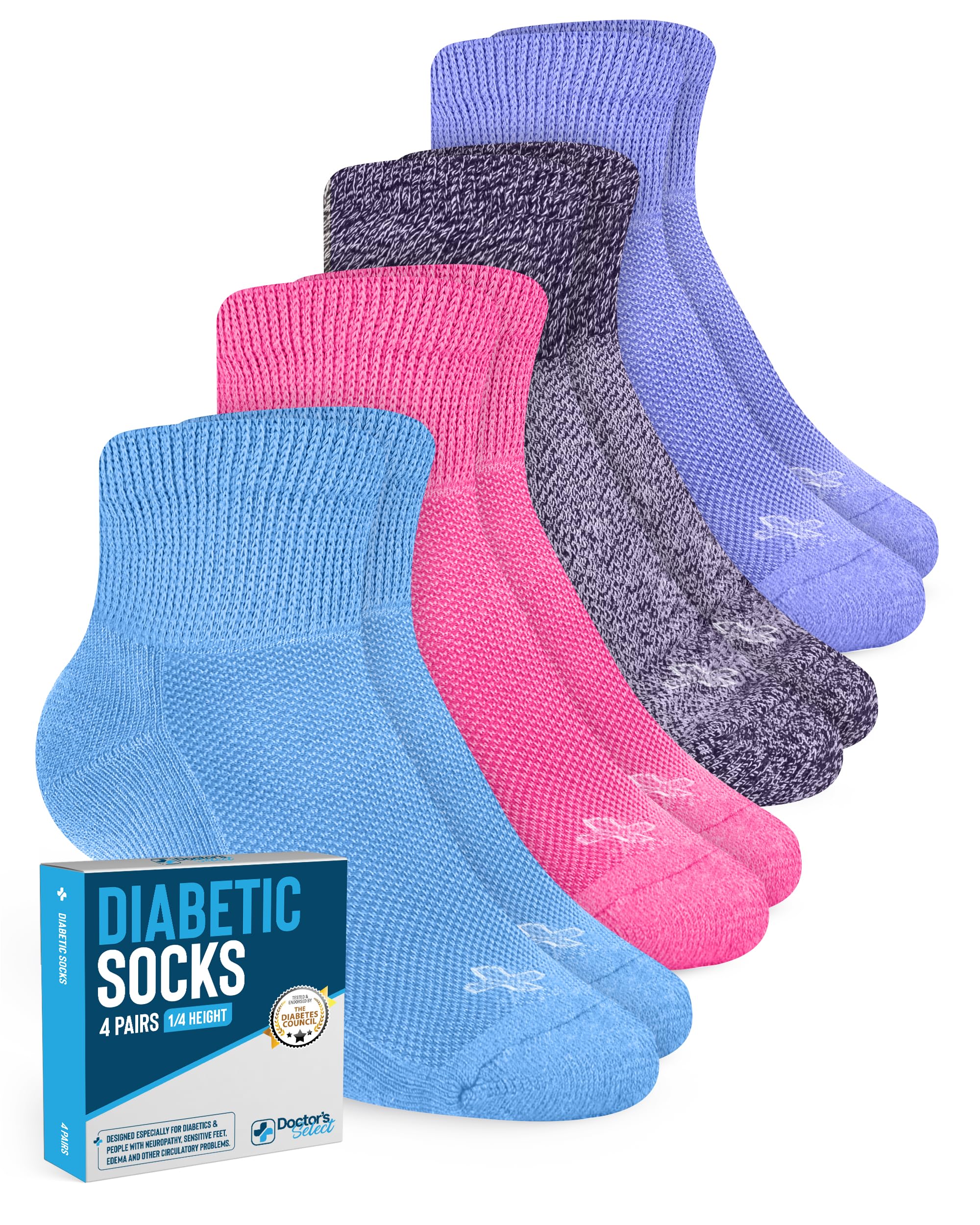 Doctor's SelectDiabetic Ankle Socks for Women and Men - 4 Pairs | Unisex Adult Diabetic SocksOEKO-TEX STANDARD 100