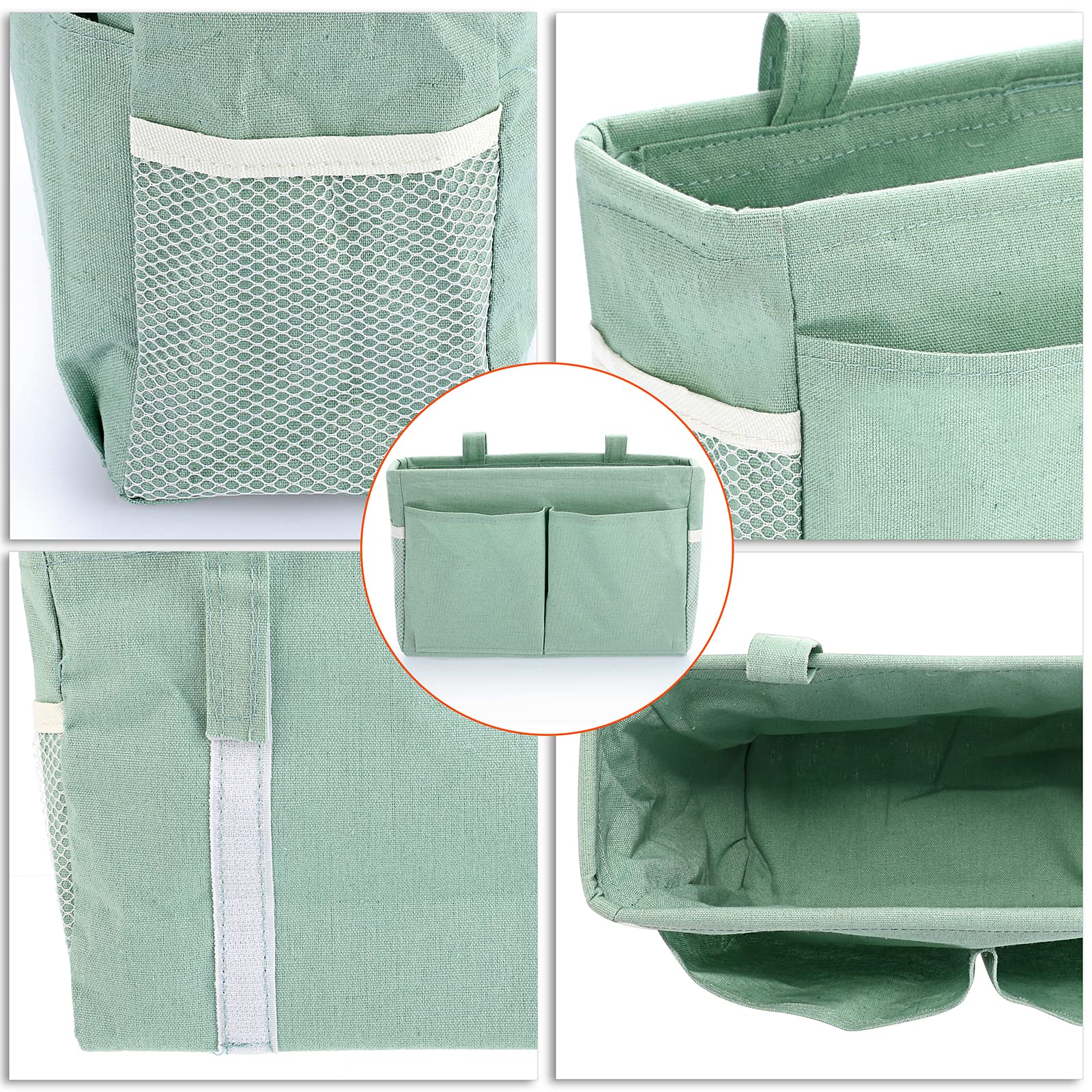 IGNPION Cestini portaoggetti da appendere al comodino in tela, con tasche regolabili, per dormitorio, letto, organizer multiuso per casa, ufficio, scuola, dormitorio, ospedale, verde
