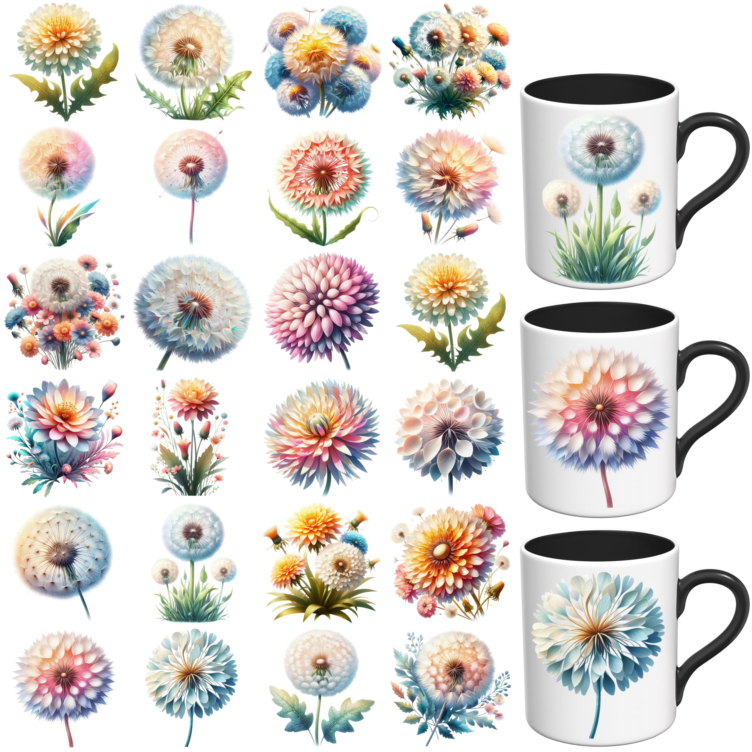 Papier de transfert UV DTF aquarelle pour personnaliser vos tasses et blocs-notes créatifs