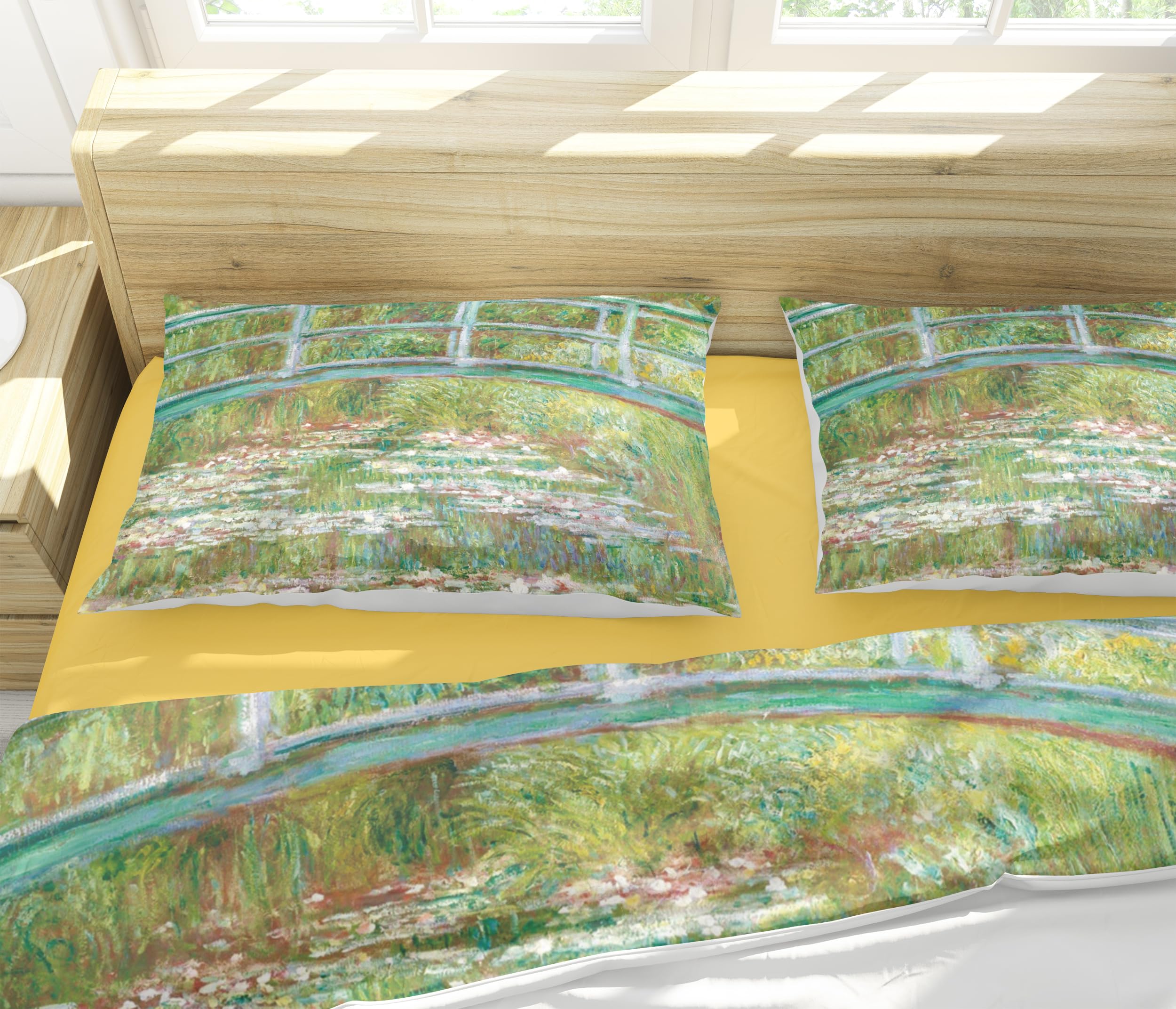 Housse de couette Monet nénuphar literie florale douce 135x200