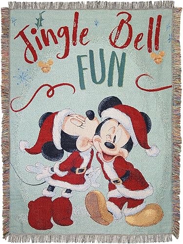 Northwest - Manta de Tapiz Tejida de Mickey Mouse, 48" x 60", Jingle Bell Fun