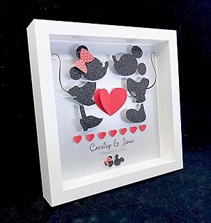 Personalized Mickey and Minnie Mouse Wedding Gift, Mickey & Minnie Paper Anniversary Gift, Disney Art, Framed Mickey and Minnie Love Print