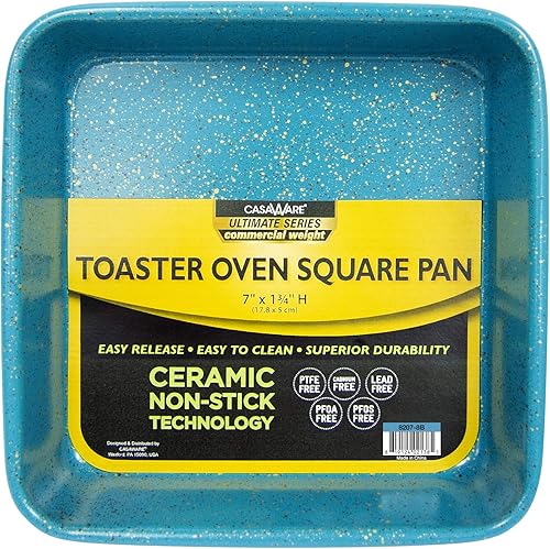 Miniatura 8 de casaWare Horno tostador de 7 pulgadas Ultimate Series de cerámica con revestimiento antiadherente de cerámica (granito plateado)