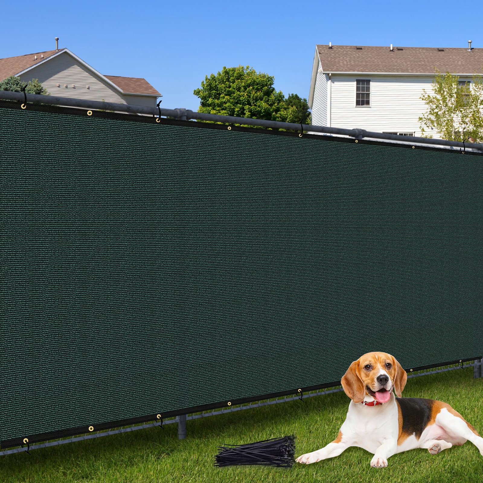 Cisvio 5'X51' Customized Fence Privacy Screen with 90% Blockage Cover Cloth for Pool Yard Patio Dark Green