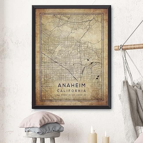 Miniatura 3 de Mapa de Anaheim, California, Vintage Western (8x10)
