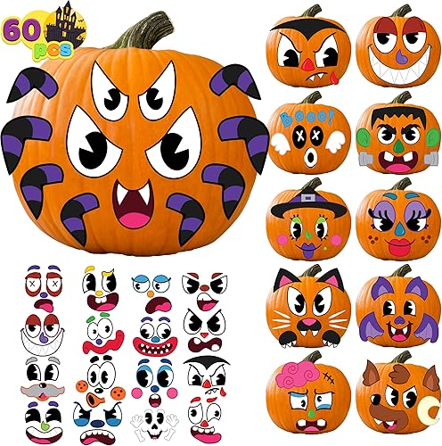 Miniatura 8 de JOYIN 60 calcomanías decorativas de calabaza de Halloween, suministros de fiesta de manualidades, recuerdos de fiesta para niños, hojas de