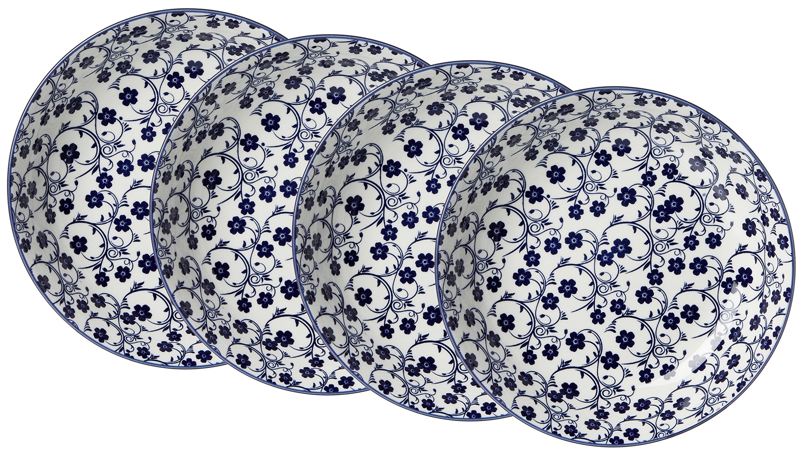 Ritzenhoff & Breker Assiettes Creuses Kit Royal Sakura, 4 pièces, diamètre 20,5 cm, Porcelaine, Bleu/Blanc