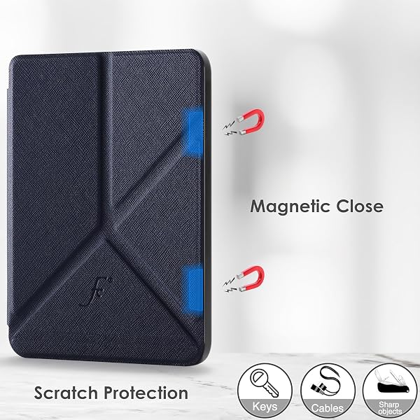 Forefront Cases Étui pour Kobo Clara HD (Modèle:2018) - Étui de Support Pliant (Style Origami) - Mince et Léger, Fonction Automatique Veille/Réveil Intelligente Coque pour Kobo Clara HD - Bleu Foncé - 5