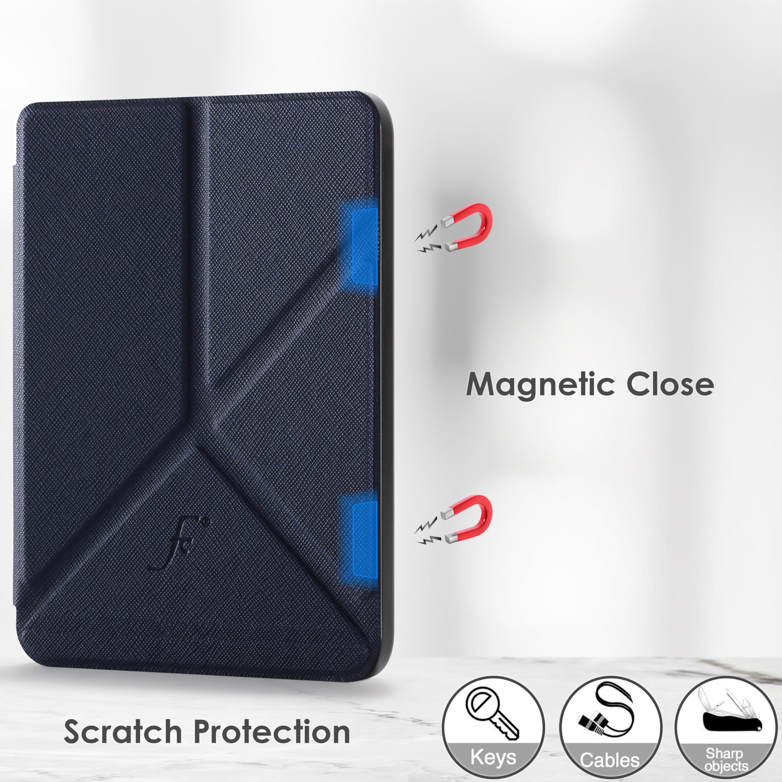 Forefront Cases Étui pour Kobo Clara HD (Modèle:2018) - Étui de Support Pliant (Style Pliable) - Mince et Léger, Fonction Automatique Veille/Réveil Intelligente Coque pour Kobo Clara HD - Bleu Foncé