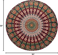 Vista 8 de Popular Handicrafts Tapiz redondo para colgar en la pared, diseño de mandala hippie, bohemio, hippie, intrincado, indio, mantel de 50 pulgadas