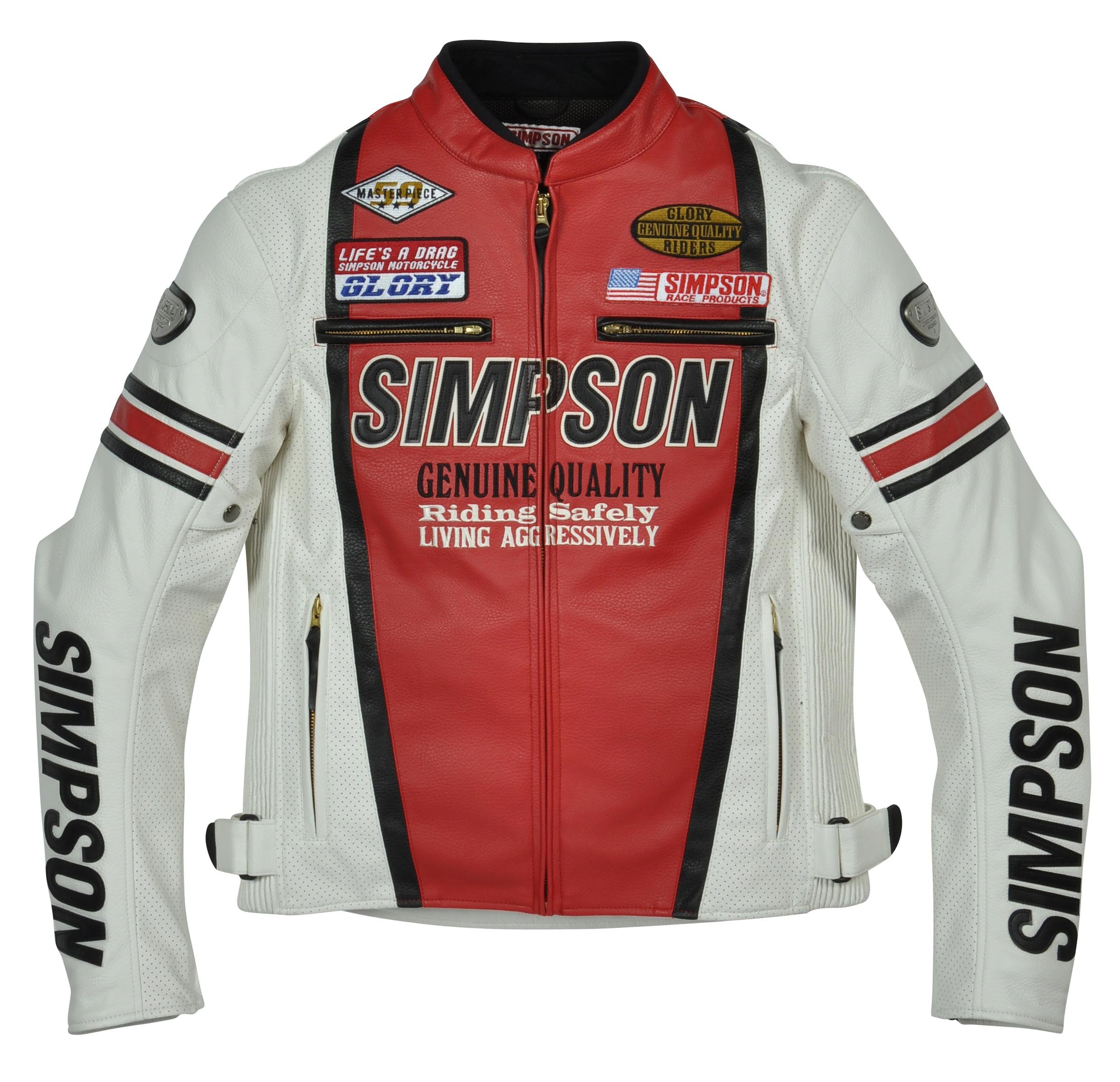 Amazon | [シンプソン] フェイクレザージャケット RD/WH 4L SJ-3113
