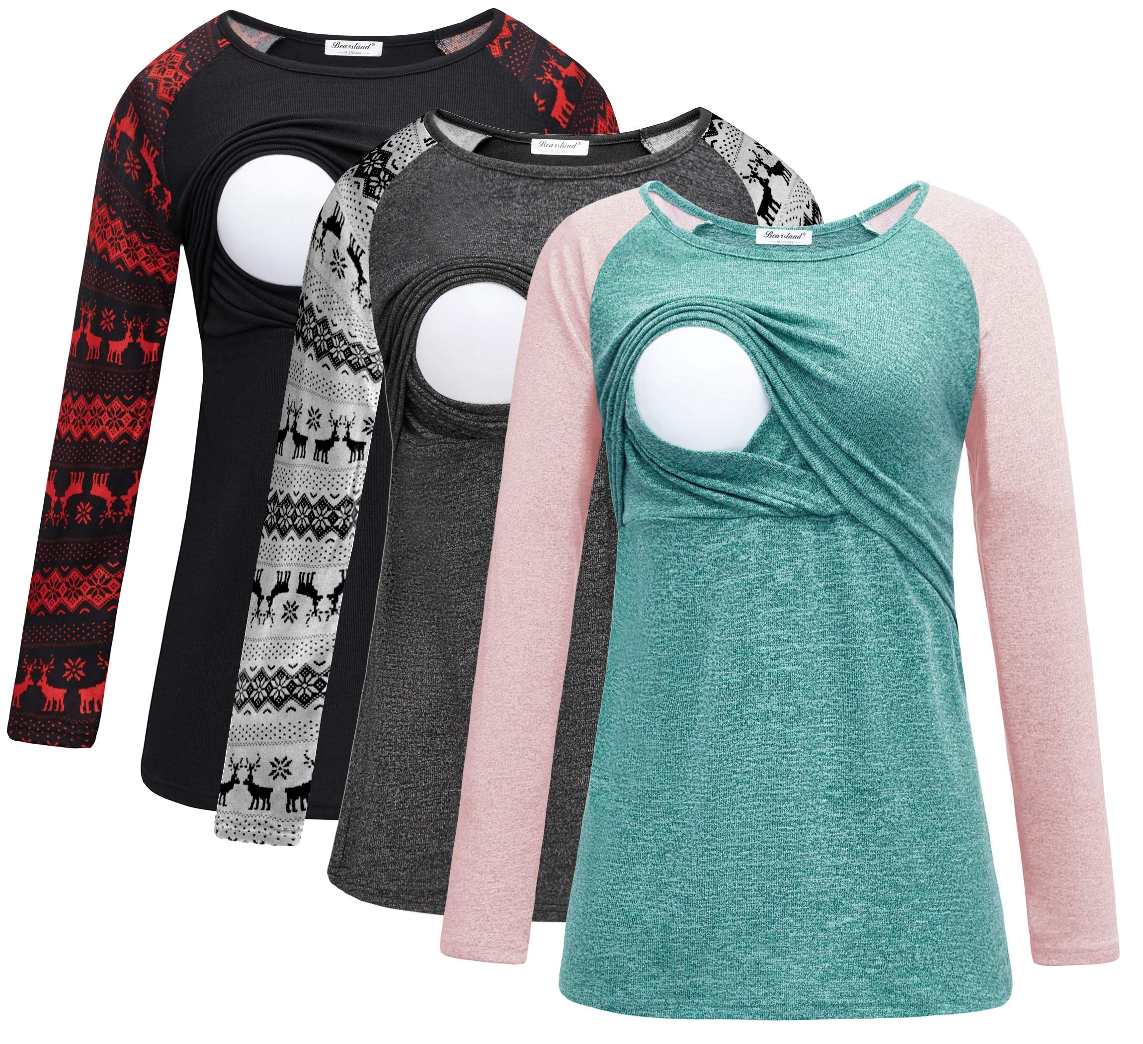 Breastfeeding Long Sleeve Shirts Bearsland Women's Long Sleeve