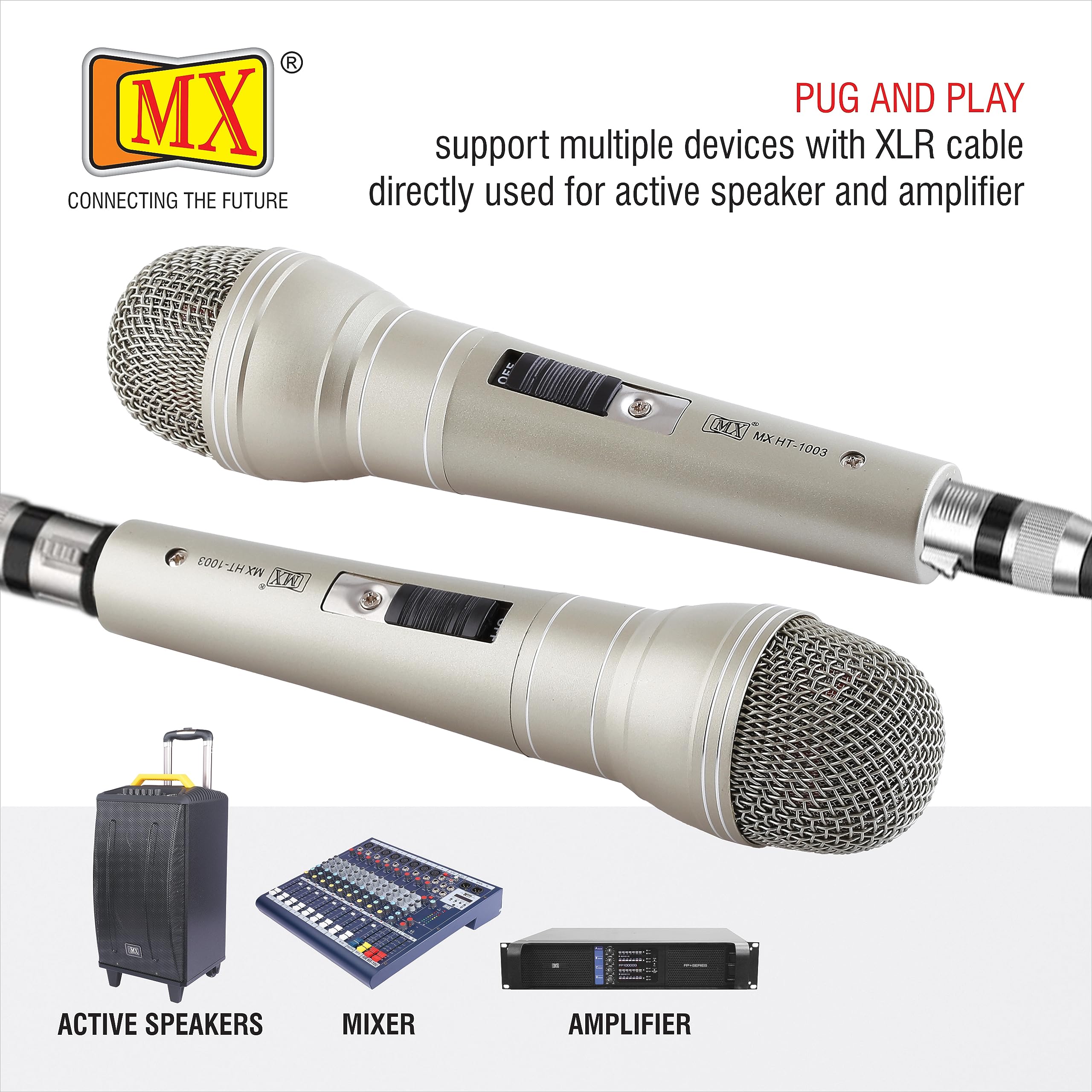 MX Wired Dynamic Microphone with 6.3mm Jack Professional Cardioid Vocal Mic for Karaoke PA System DJ Church Events Handheld Wired Mic with On/Off Switch for Speaker & Amplifier 2