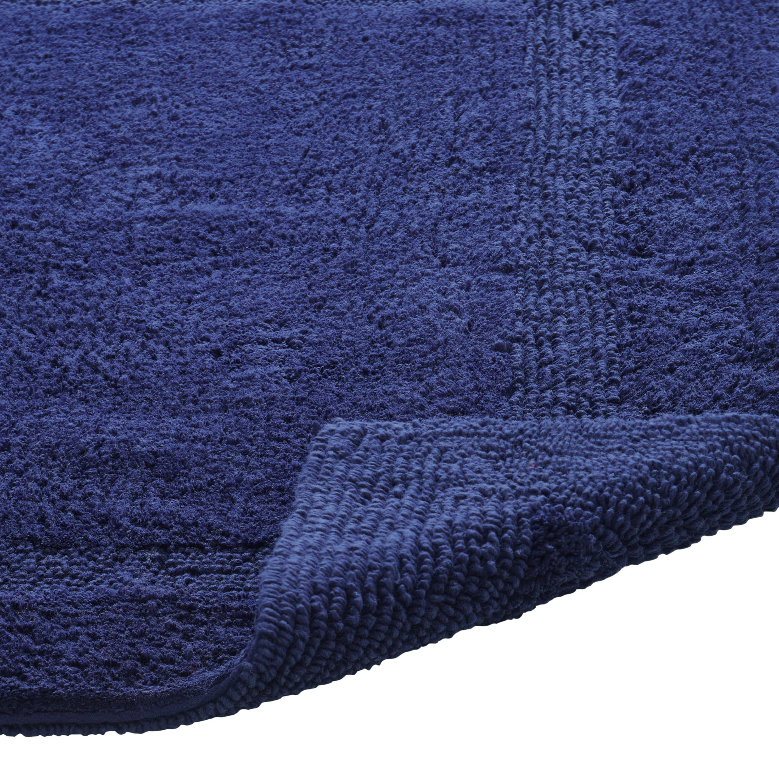 Better Trends Tappeto da bagno di lusso, 61 x 101,6 cm, 100% cotone, extra morbido, super assorbente e reversibile, lavabile in lavatrice, per bagno, doccia, vasca, lavanderia, blu navy