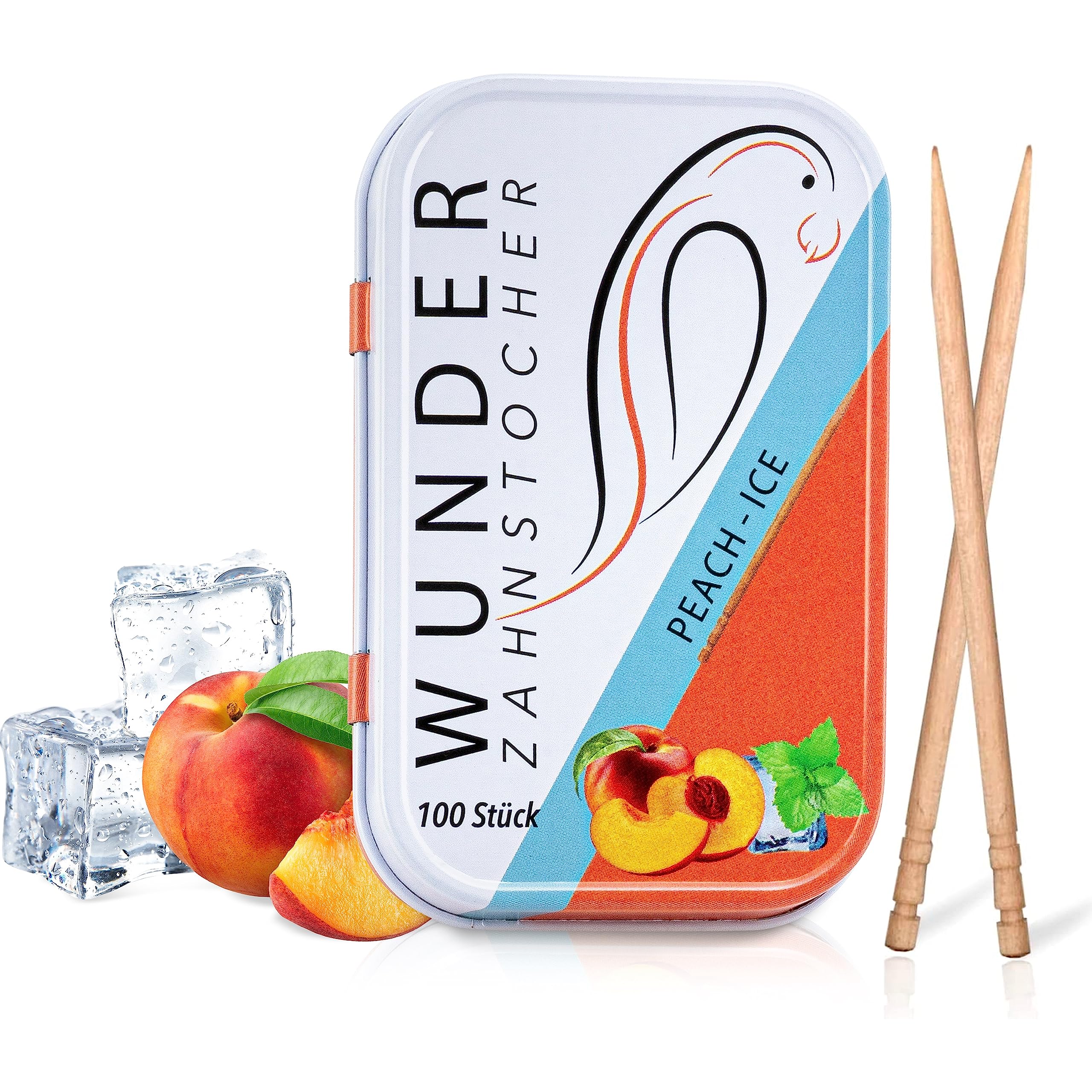 Perfekto24 Wunder Toothpick - Toothpick with Flavour - Good Alternative to Chewing Gum - Helps Against Nail Chewing - Fresh Breath with Flavoured Toothpicks - Sugar Free, Vegan (Peach / Ice)