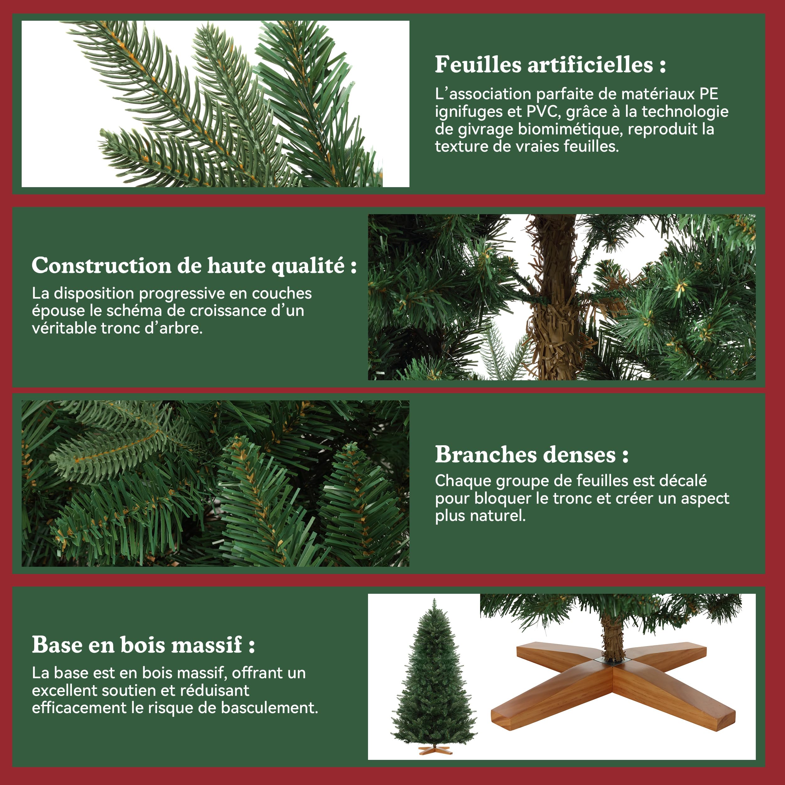 Sapin De Noël Artificiel DEWINNER 180 Cm - Très Réaliste, 573 Branches, Socle En Bois, Montage Facile
