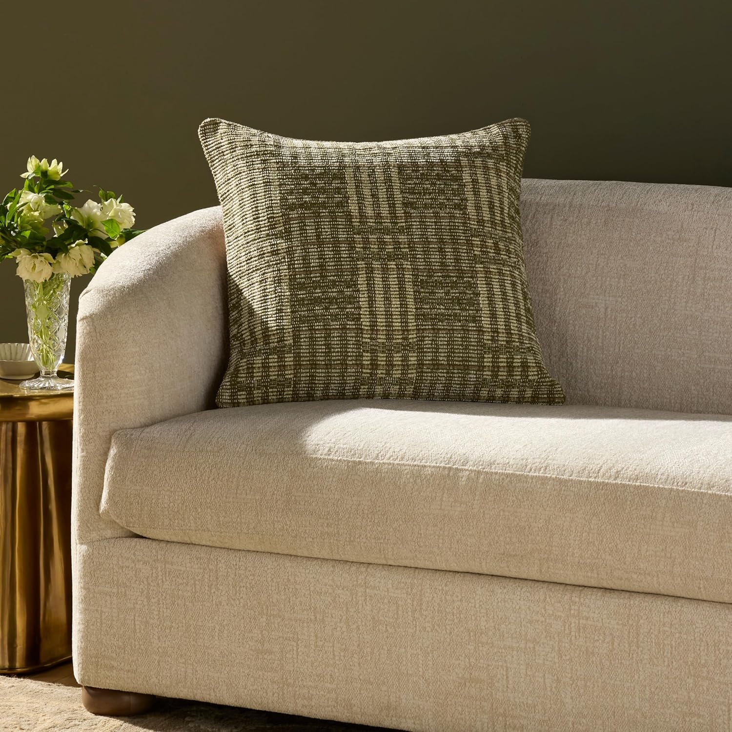 Loloi Chris Loves Julia Vinnie Collection PCJ0037 Ivory/Brown 18'' x 18'' Cover Only Pillow