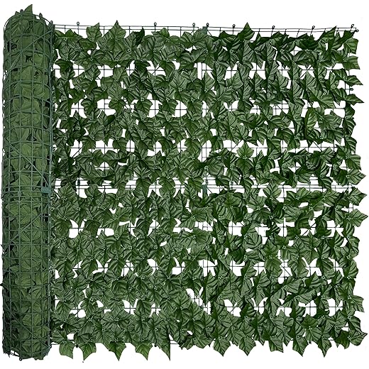 Artificial Ivy Privacy Fence Screen, 128 "x 48" (43 Sqft) Anti-Ultraviolet Artificial Hedge Grass Wall, Used for Indoor and Outdoor Green Background, Garden Greening Decoration
