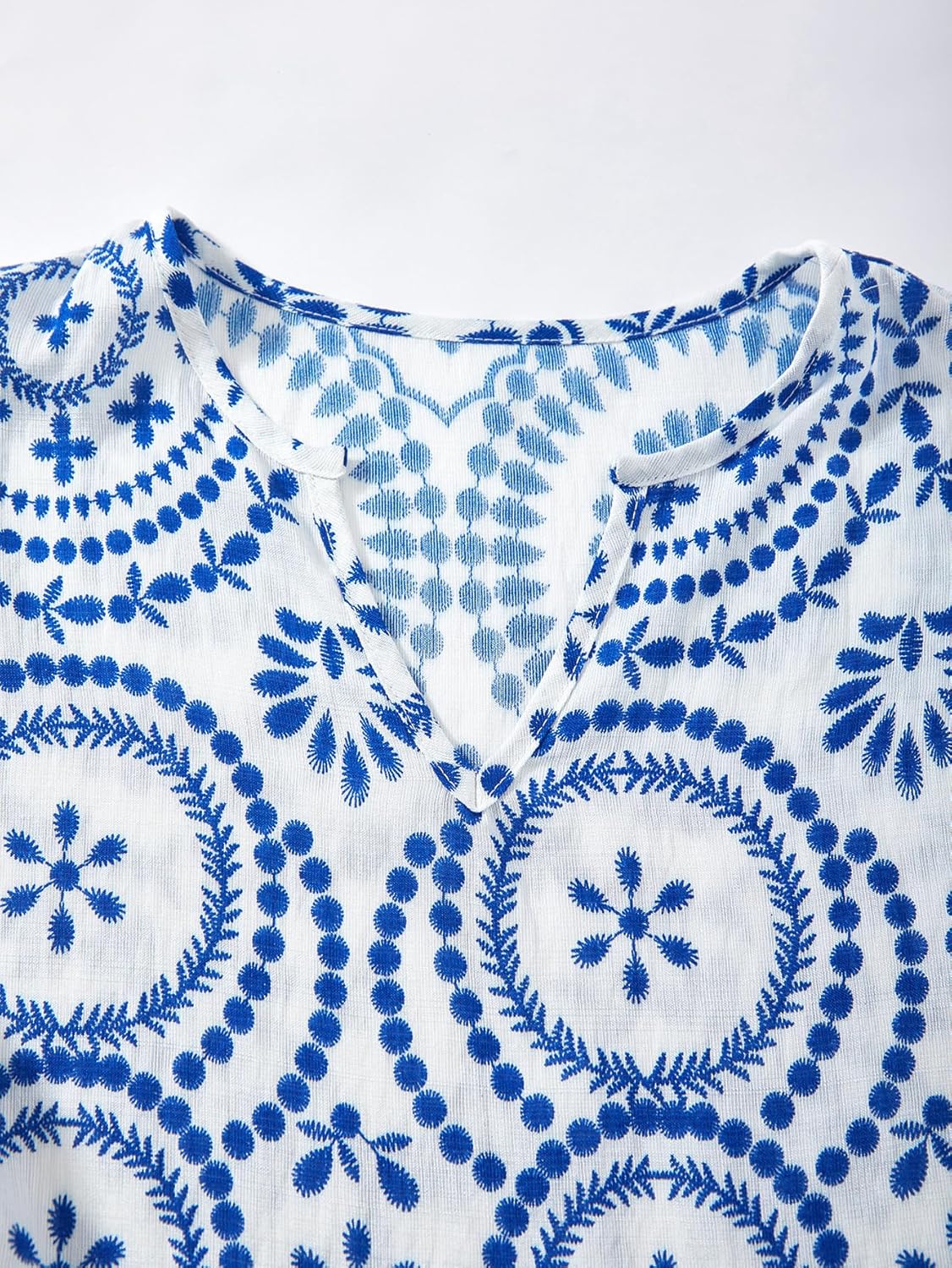 Women's Boho Print Peplum Tops Summer Dressy Casual Short Sleeve V Neck Vacation Blouses - Image 3