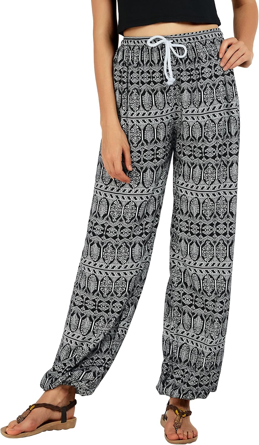 Urban CoCo Women's Floral Print Summer Boho Pants Harem Beach Vacation Pants - Image 4