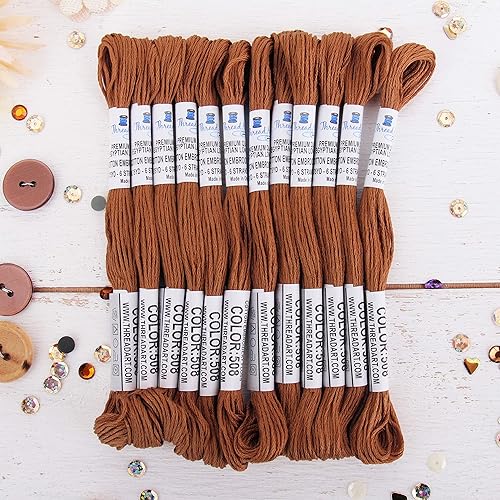 Vista 142 de Threadart - Hilo de bordar de algodón largo egipcio de alta calidad, 12 madejas Morado 6 hilos divisibles de 8.75 yardas cada uno para bordado a