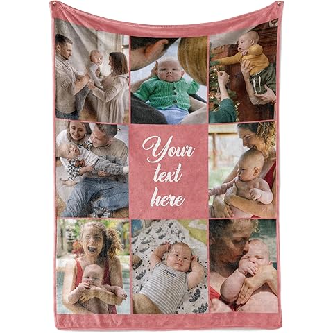 Ships Next Day, Custom Blanket with Picture and Text - Printed in USA, Personalized...