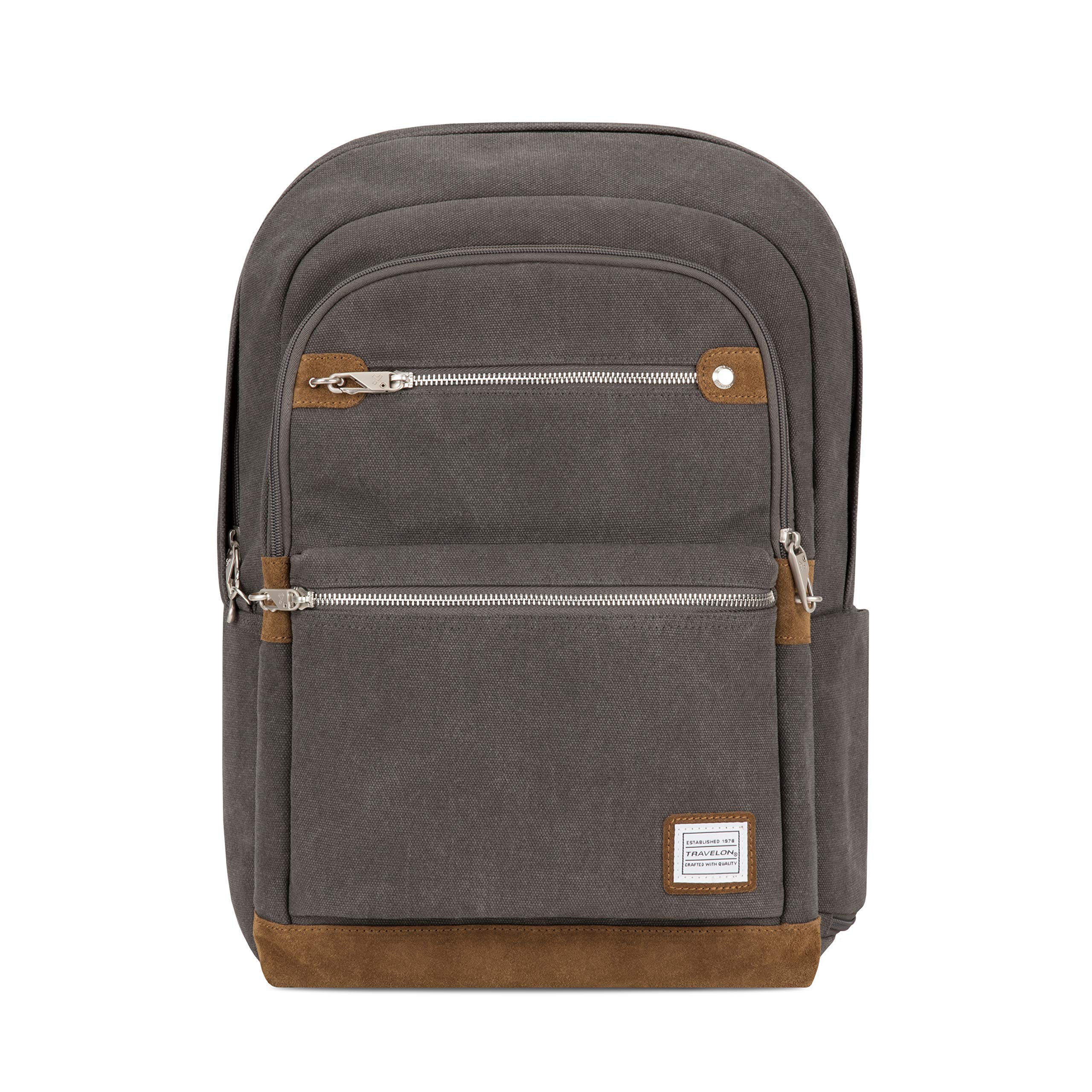 TravelonHeritage - Anti-Theft Backpack, Pewter, 13 x 17.5 x 6, Anti-Theft Heritage Backpack