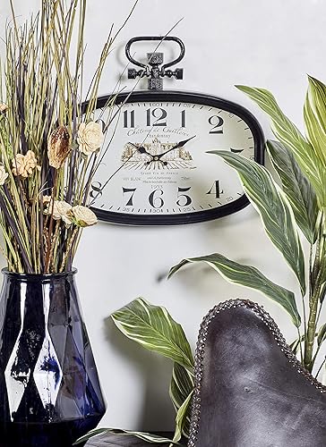 Miniatura 2 de Deco 79 Reloj de bolsillo decorativo de metal estilo reloj de pared para el hogar y la habitación, 18 x 2 x 16 pulgadas, color blanco