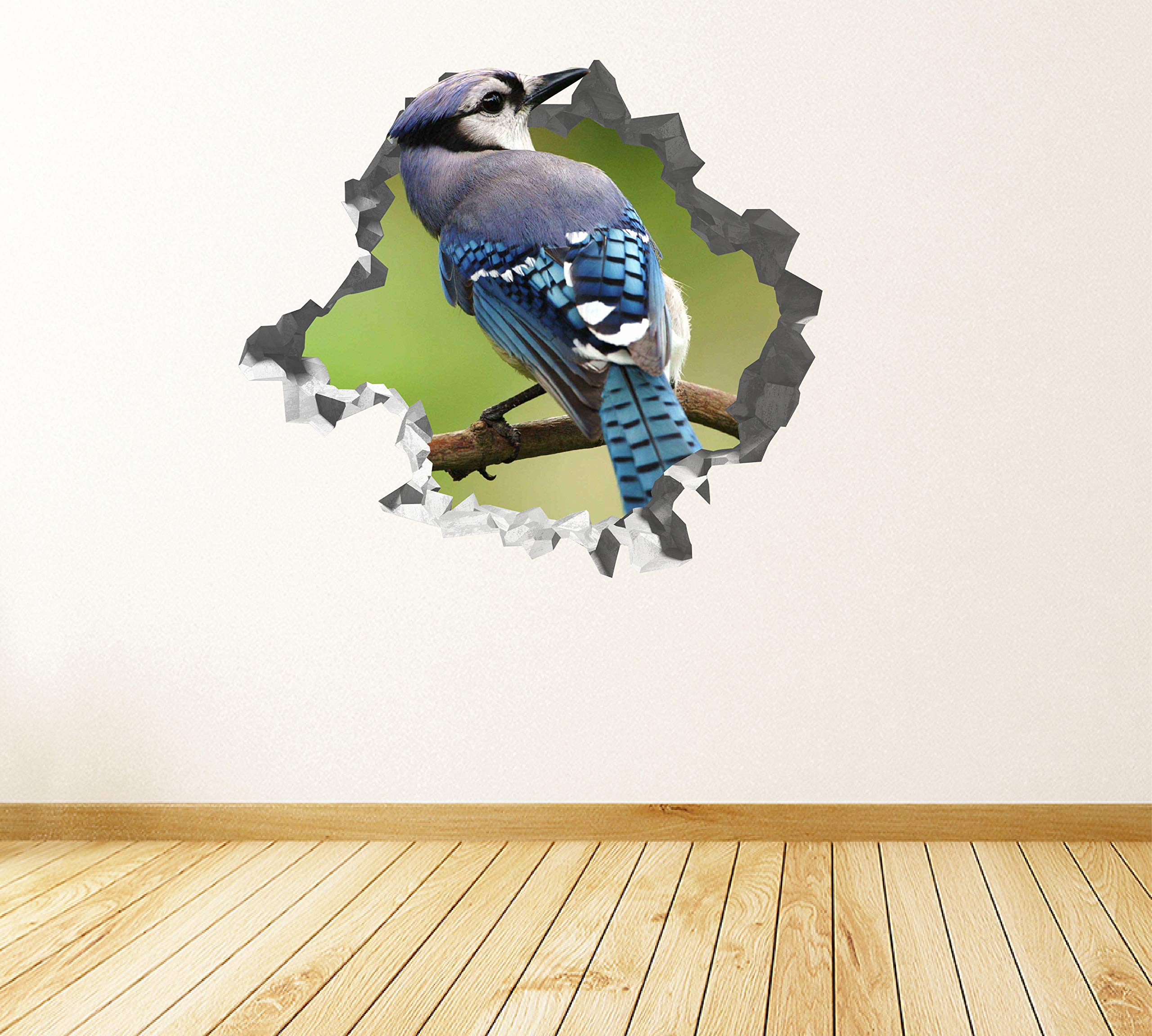 Pajaro Chara Azul - Calcomania Animales - Decoración de Cuartos Niños - Sticker de Aves Salvajes - Decoración Infantil - JS411 (Grande: 102 cm x 91 cm)