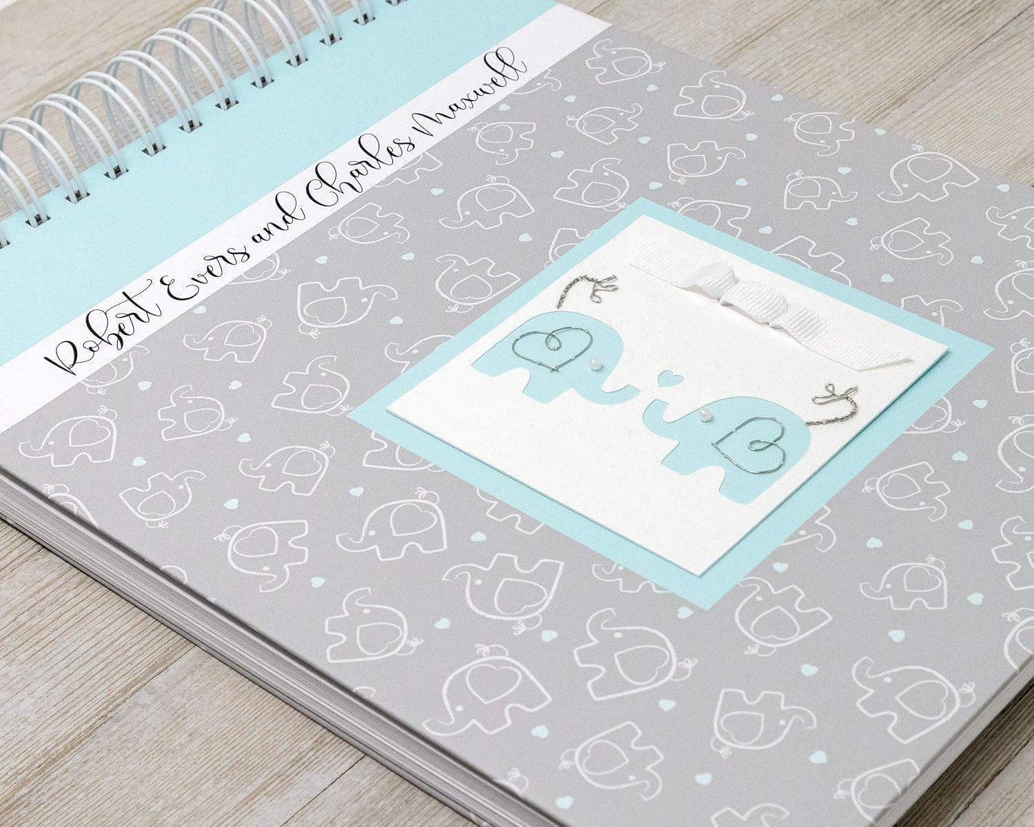 Twin Baby Memory Book - Personalized Hard Cover First Year Album for Twin Babies