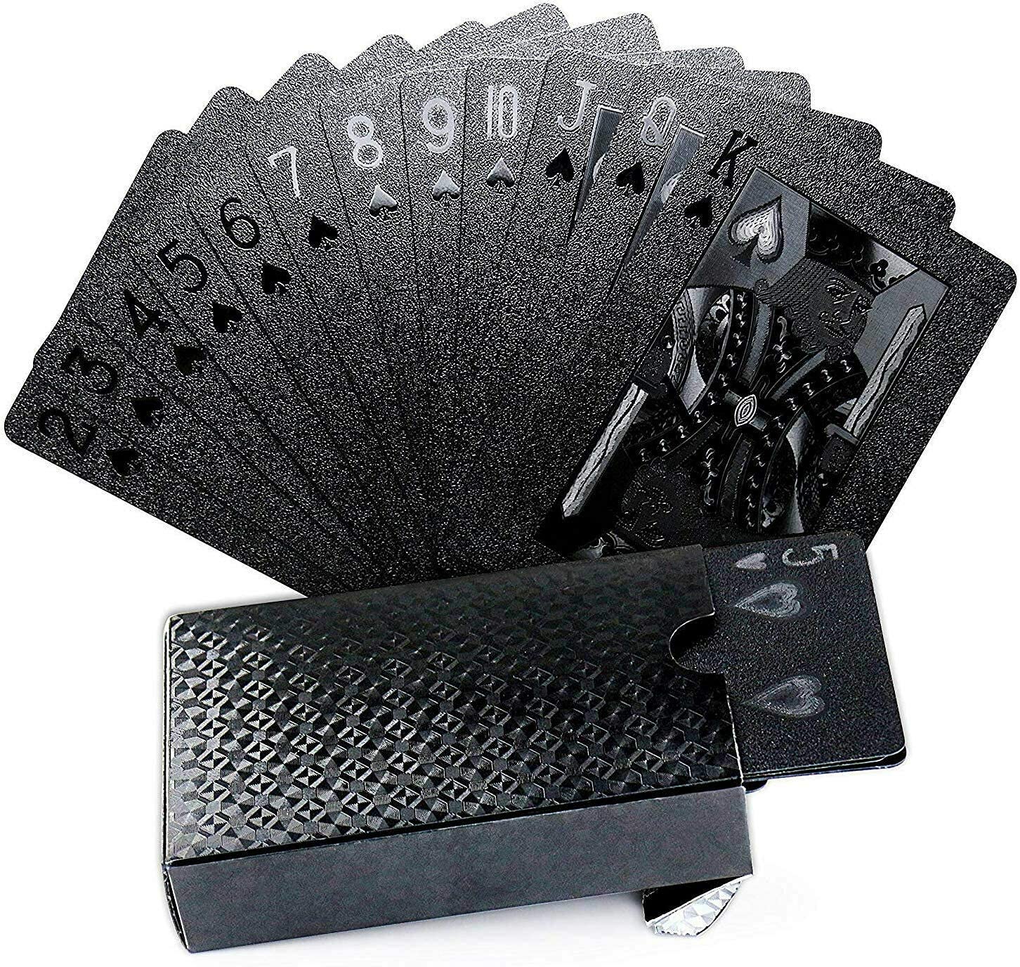 Black PVC Playing Cards, Smooth & Shiny Corrosion Resistant Poker Cards