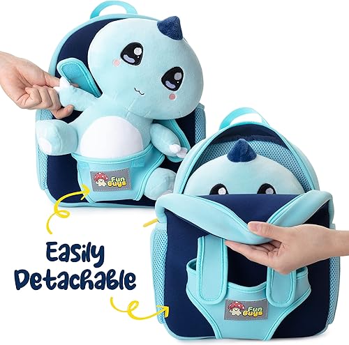 Miniatura 4 de FunGuys Mochila Kawaii de dinosaurio para niños de 3 a 5 años, mochila para niños y niñas, mochila preescolar para niños de 5 a 7 años, jardín de