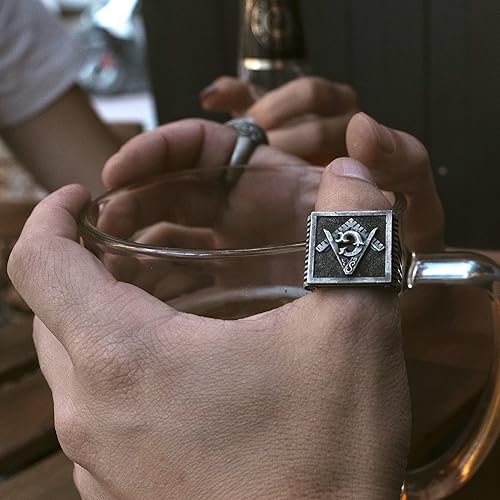 Miniatura 7 de BySilverStone Jewelry - Anillo de plata de ley hecho a mano Master Mason, símbolo masónico para hombre, símbolo masónico de plata para hombres,
