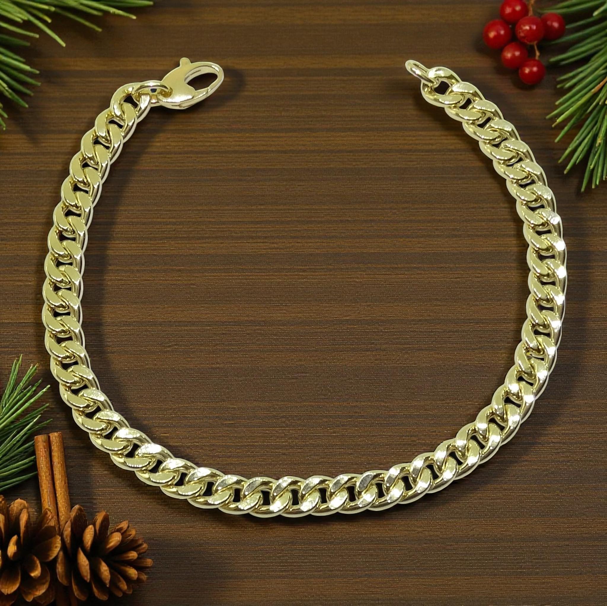 Złoto 18k klasyczna bransoletka łańcuszkowa w stylu kubańskim dla mężczyzn | bransoletka designerska 21.50cm | delikatna biżuteria | 6.00g delikatne złoto | męski dodatek modowy | męski dodatek modowy | prezent na imprezę rocznica ślubu dzień ojca dzień m