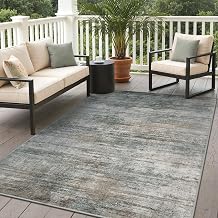 GENIMO 5x8 Outdoor Rug, Washable for Patio and Deck, Light Grey