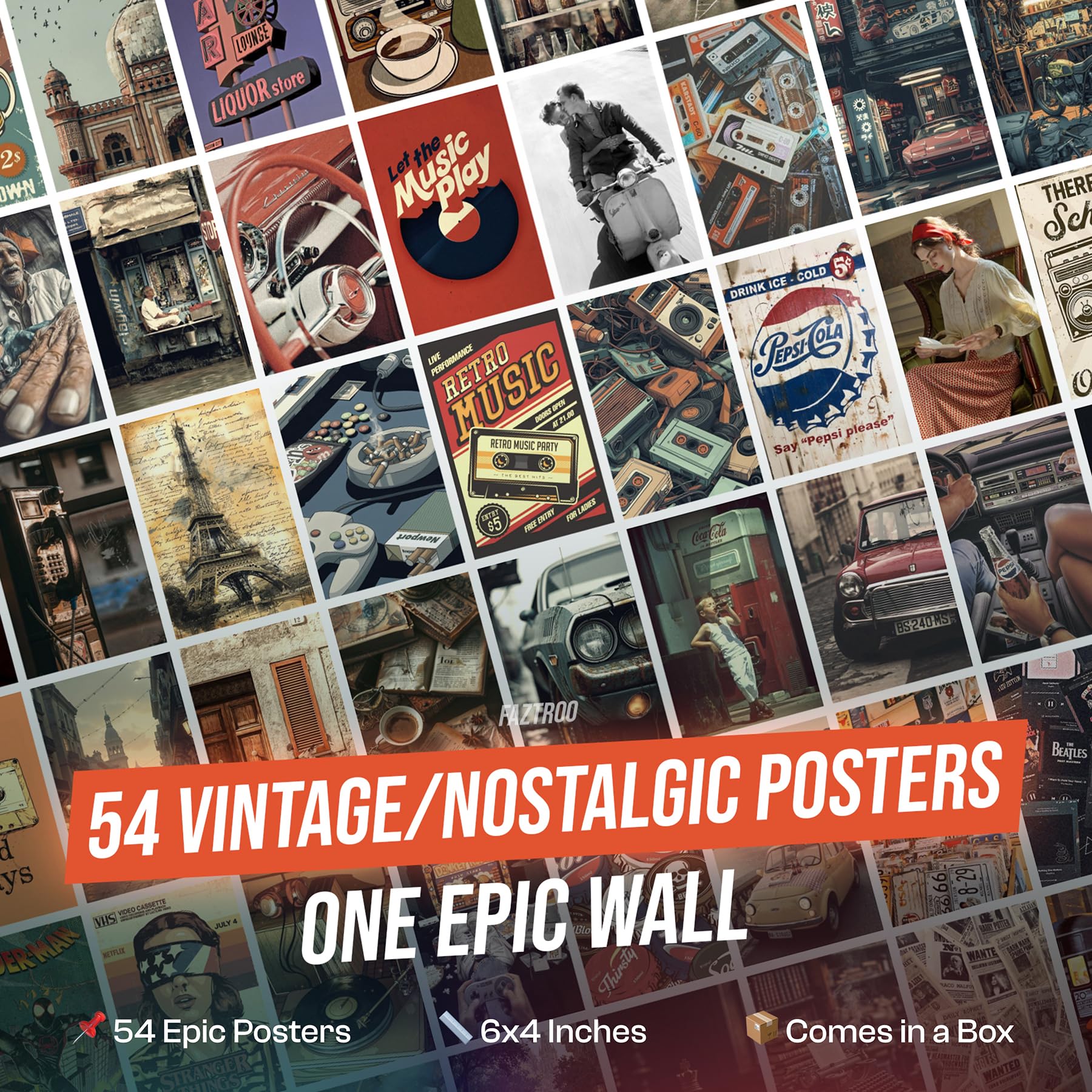 54 Vintage Posters - Wall Art & Collage Kit -2 54 Vintage Posters - Wall Art & Collage Kit -2