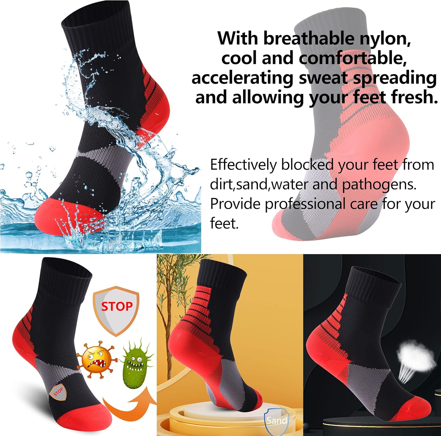 RANDY SUN Waterproof Socks, Boys Outdoor Sports Sock For Hiking/Ski/Fishing 1 Pair - Image 4