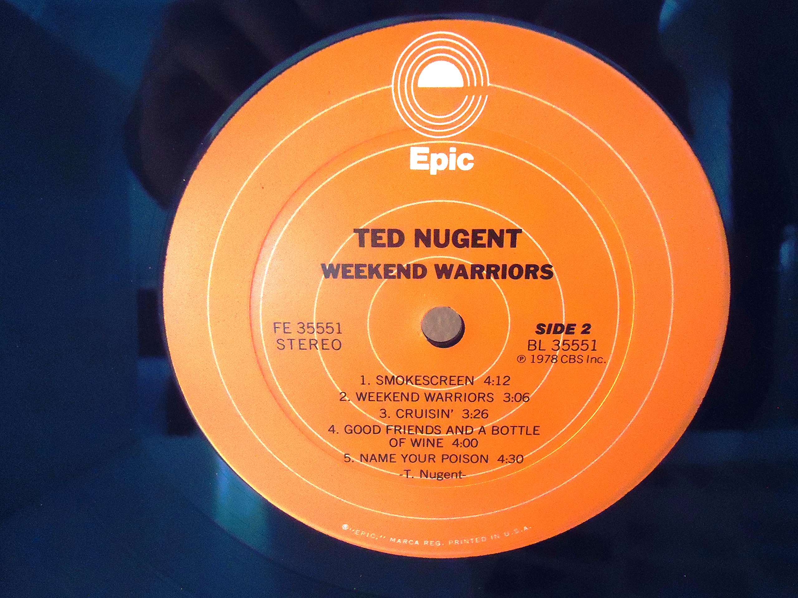 Ted Nugent FE 35551 Weekend Warriors Label: Epic LP, Album, Land: US Released: 1978, Motiv: Rock Style: Hard Rock
