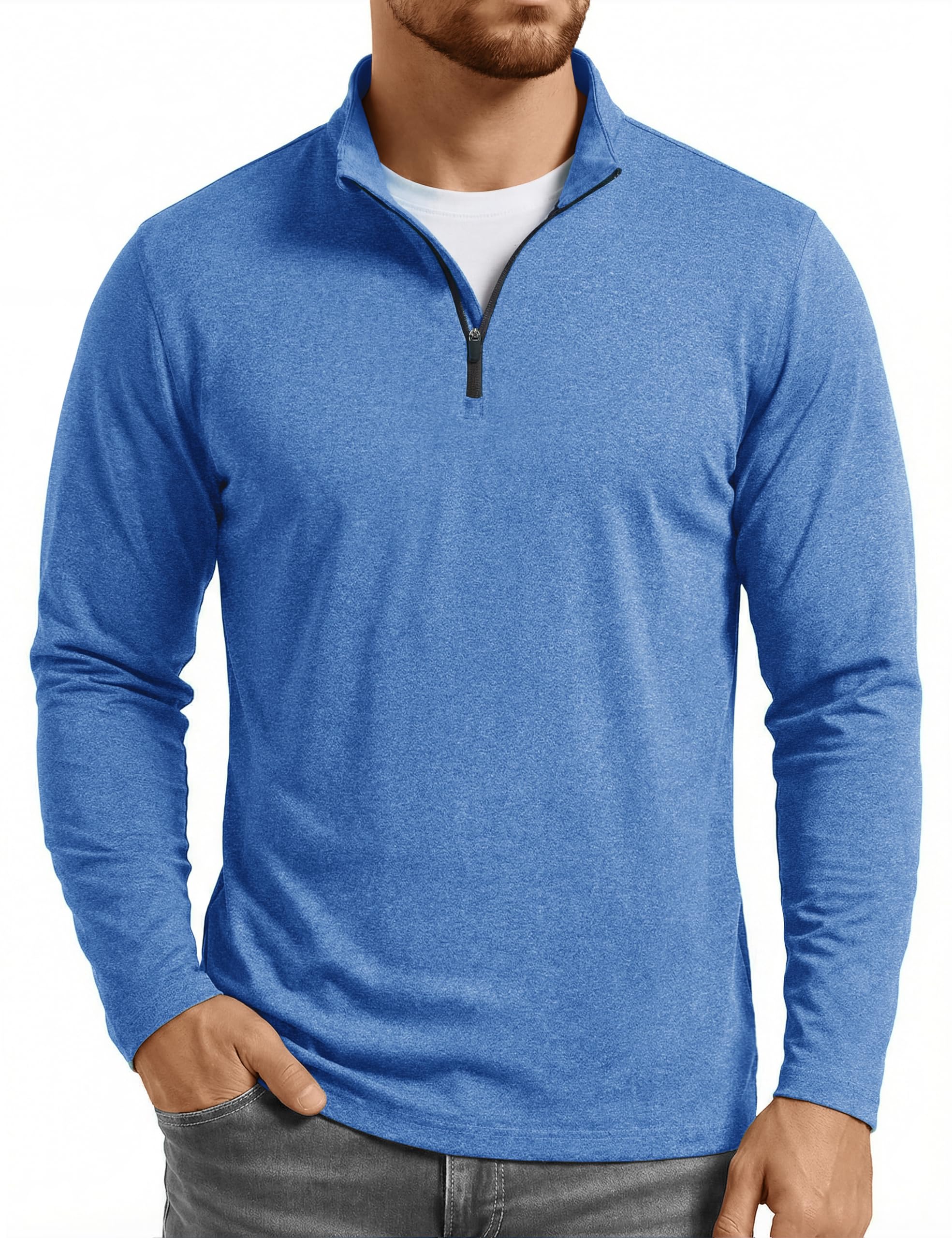 Boladeci Men's Quarter Zip Pullover Premium Fleece Lined Heather Long Sleeve Golf Shirts Midweight 1/4 Half Zip Sweatshirts