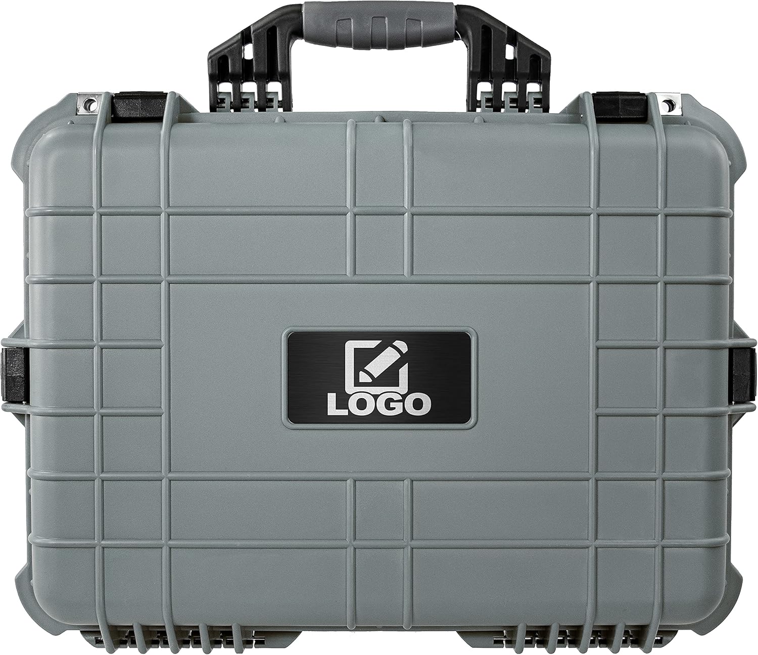 Eylar Large 20 Inch Protective Camera Case with Custom Logo Plate, Waterproof and Shockproof with Foam (Gray)