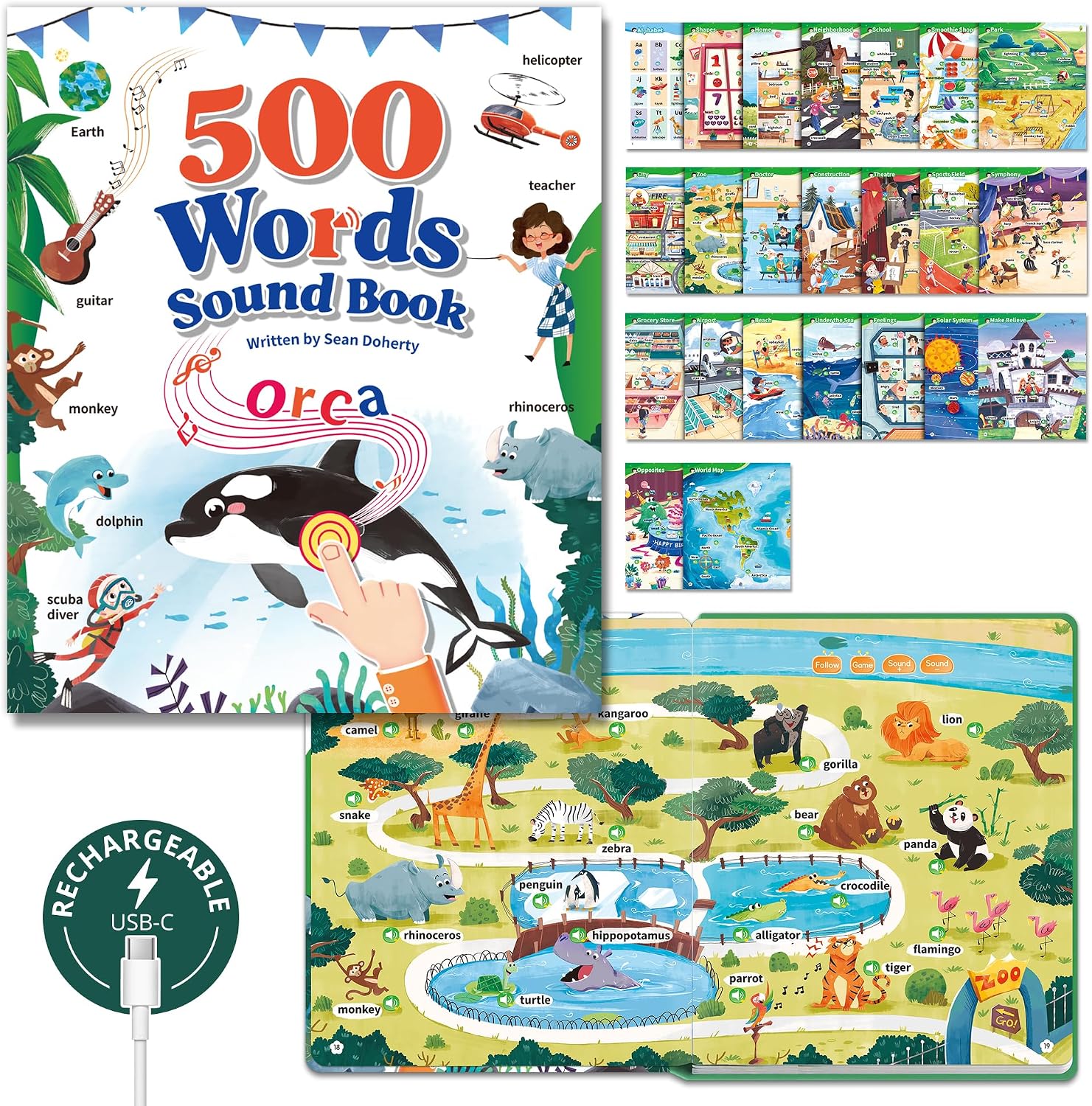 500 Words Sound Book for Kids | Interactive Educational Toy with 23 Themes, Touch Activated Audio Book for Vocabulary Development and Early Education